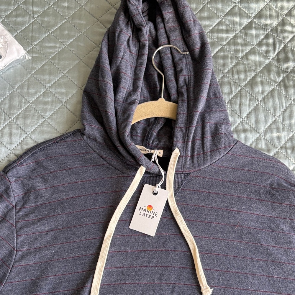 Marine Layer Charcoal and Burgundy Striped Pullover